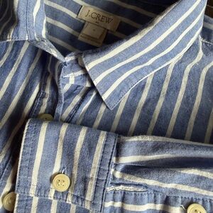 J CREW ⚓️ Women’s Blue & White Nautical Style Cotton Pop Over Blouse - Size S